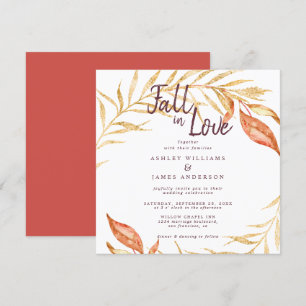 Herbstrot-Hochzeit in der Liebe Golden Foliage Einladung