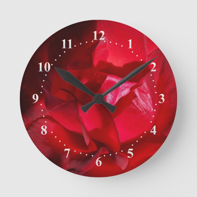 Herbstrot Runde Wanduhr (Vorderseite)