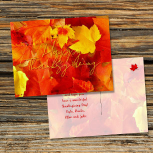 Herbstrote Blätter Frohes Erntedankfest Postkarte