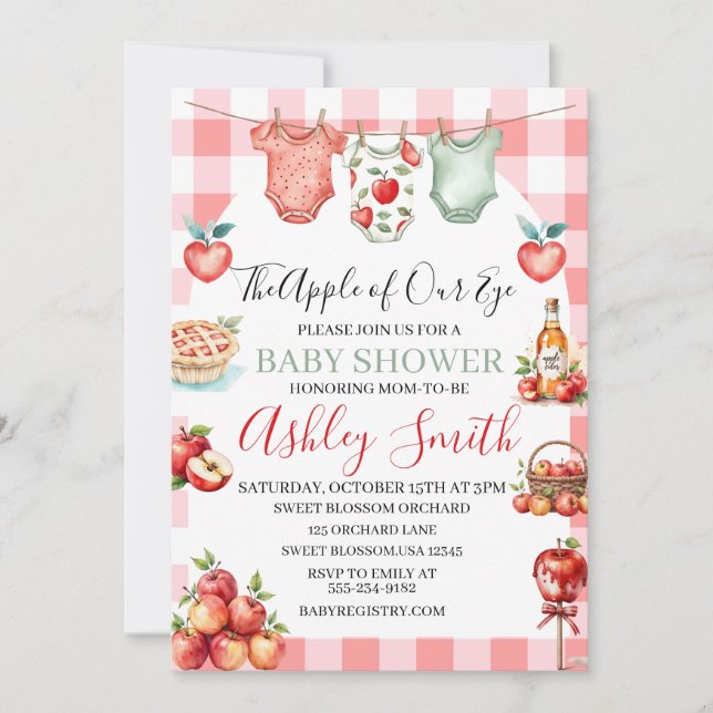 Herbstroter Apfel meiner Babydusche Einladung (Vorderseite)