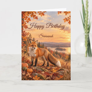 Herbstroter Fuchs Ernte Wald Geburtstag Karte