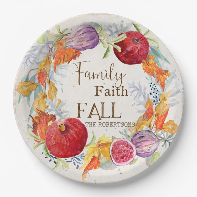 Herbstsaison Der Glaube an die Familie Ernte Blätt Pappteller (Vorderseite)