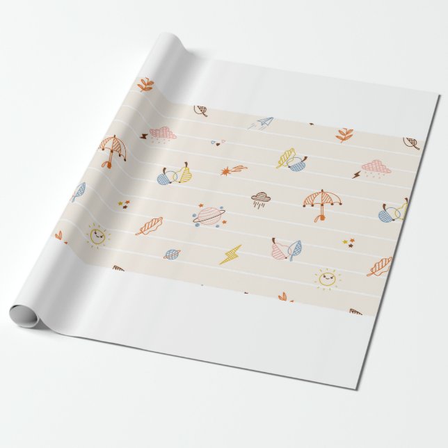 Herbstsaison Elemente Nahtloses Muster. Farbige Re Geschenkpapier (Ungerollt)