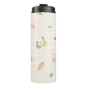 Herbstsaison Elemente Nahtloses Muster. Farbige Re Thermosbecher