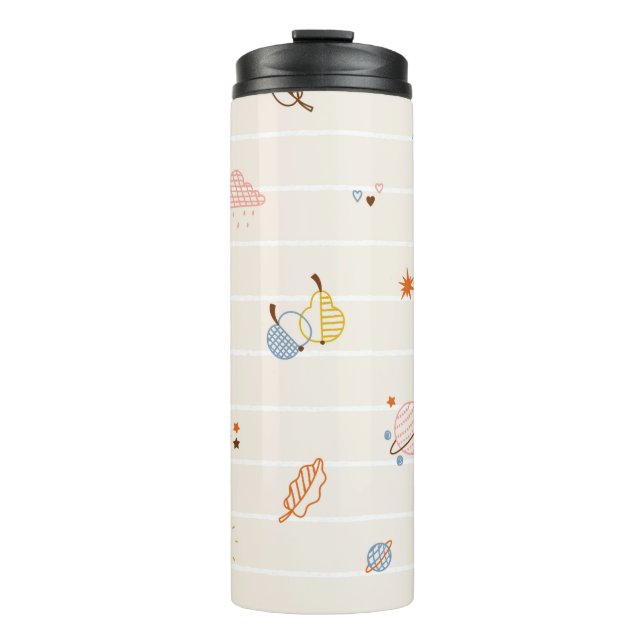 Herbstsaison Elemente Nahtloses Muster. Farbige Re Thermosbecher (Vorderseite)