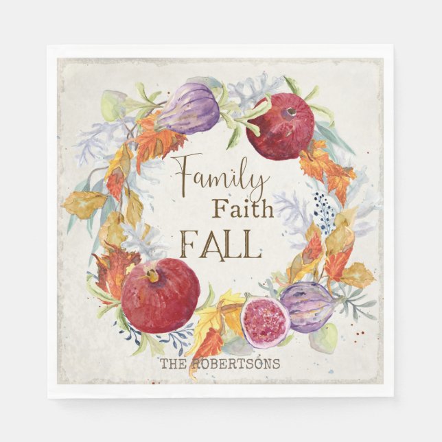 Herbstsaison Familie Glaube Fall Harvest Kunst des Serviette (Vorderseite)