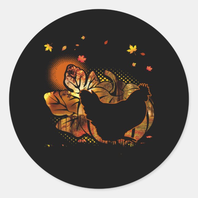 Herbstsaison Halloween Costume Chicken Pumpkin Aut Runder Aufkleber (Vorderseite)