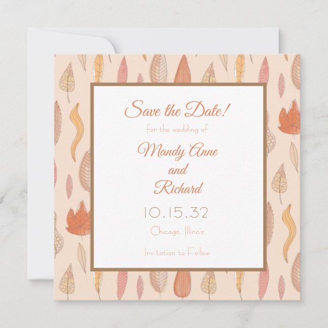 Herbstsaison Hochzeit Sichern Sie die Datumskarten Save The Date (Vorderseite)