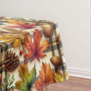 Herbstsaison Kariert mit Herbstleaves Tischdecke