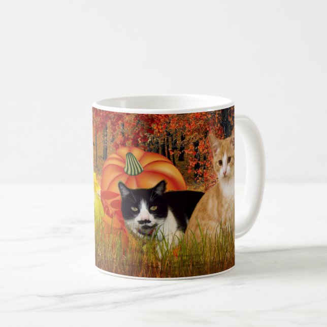 Herbstsaison Katzen in Pumpkin-Patch / Herbststil Kaffeetasse (VorderseiteRechts)