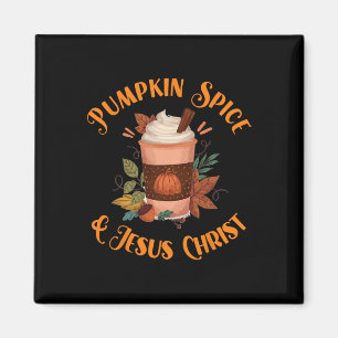 Herbstsaison Niedlichen Kürbisgewürz und Jesus Chr Magnet