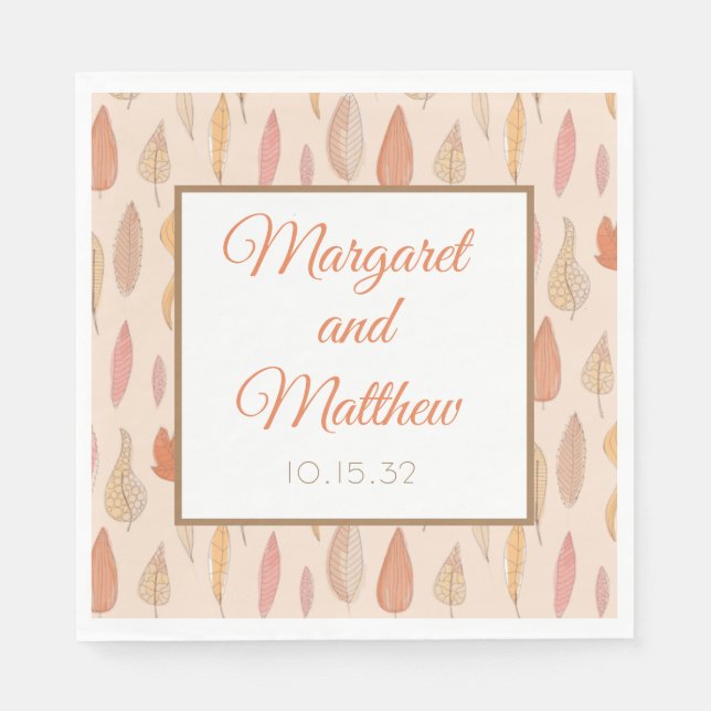 Herbstsaison Personalisiert Hochzeit Napkins Serviette (Vorderseite)