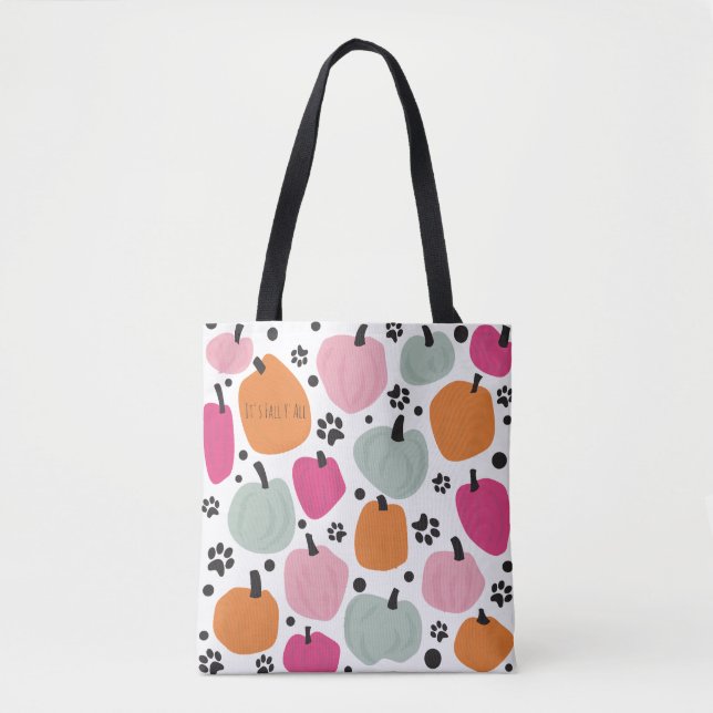 Herbstsaison Pumpkin Hund Katzenpastel Hand gezoge Tasche (Vorderseite)