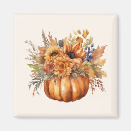Herbstsaison - Pumpkin mit Blume- Magnet