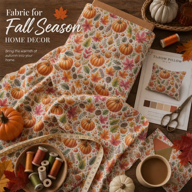 Herbstsaison Pumpkin-Muster auf Weiß Stoff (Von Creator hochgeladen)