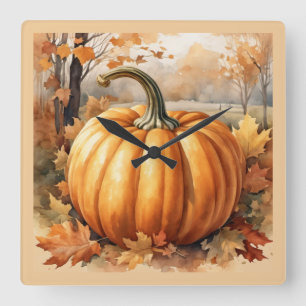 Herbstsaison Pumpkin-Thema Quadratische Wanduhr