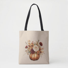 Herbstsaison-Wasserfarbenkürbis und Blume- Tasche