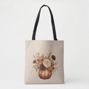 Herbstsaison-Wasserfarbenkürbis und Blume- Tasche