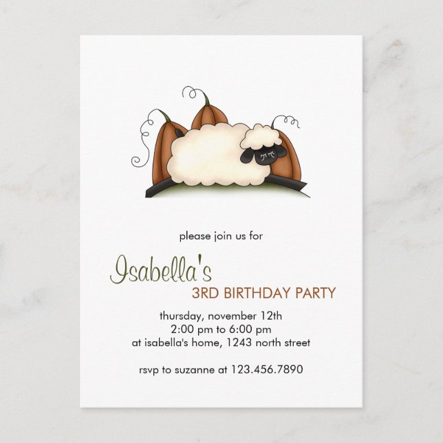 Herbstschaf ・ Schafe und Kürbisgewächse Postkarte (Vorderseite)