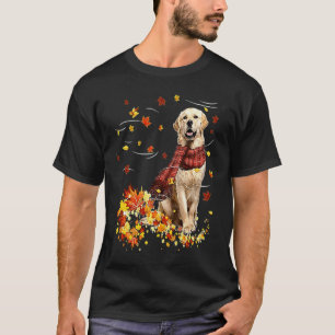 Herbstschal Golden Retriever Hund Herbst Blätter f T-Shirt