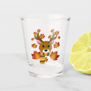 Herbstschal Hirsch Ahornblätter Schnapsglas