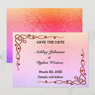 Herbstschimmer Farben Rosa Save the Date Lila Einladung