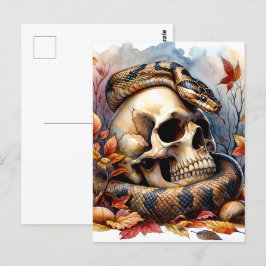 Herbstschlange mit Schädel Postkarte