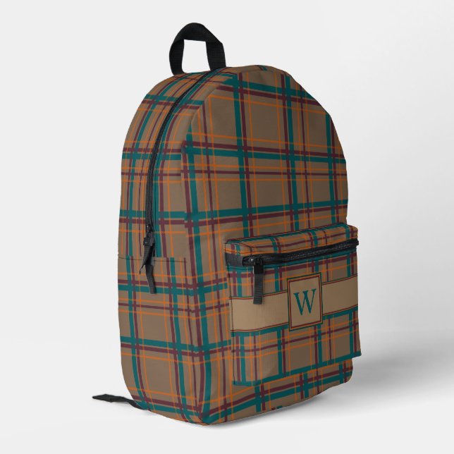 Herbstschrei Kariert Bedruckter Rucksack (Rückseitige Ecke links)