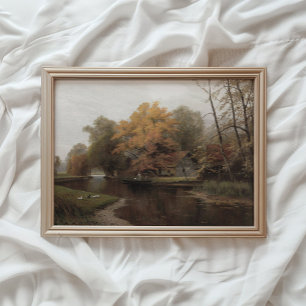 Herbstsee-Druck, Herbstlaub-Wandkunst, Farmhaus Poster