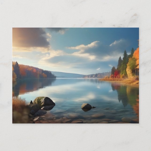 Herbstsee Postkarte (Vorderseite)