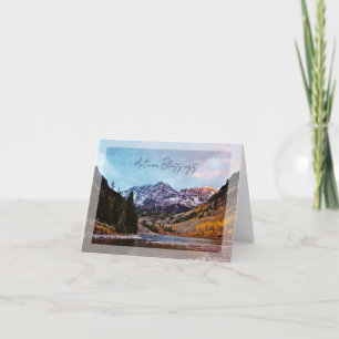 Herbstsee und Berg mit eigenem Text Karte
