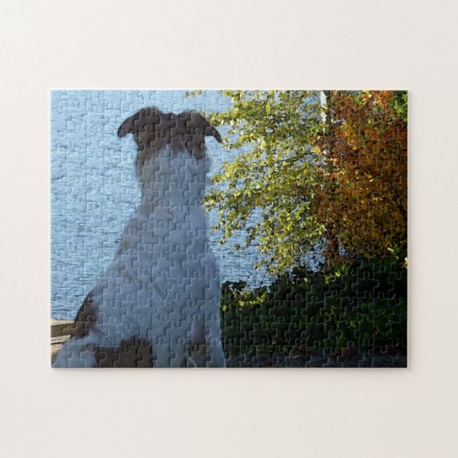 Herbstsee und Borzoi (Horizontal)