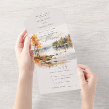 Herbstsee und Wald Alles in einer Hochzeit