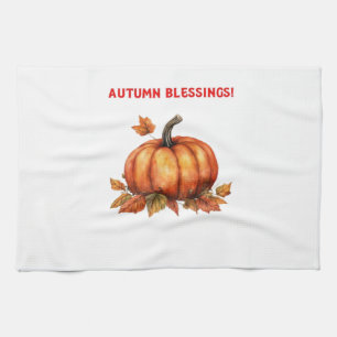 Herbstsegen-Kürbis mit Herbstlaub Klassisch Geschirrtuch