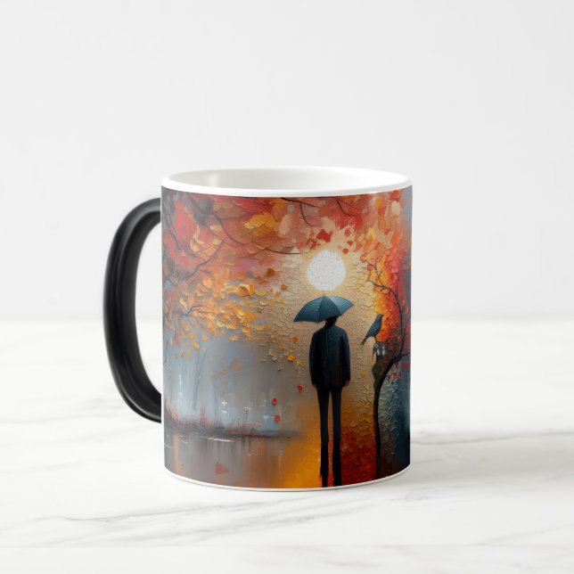 🍂 ☕ 🌧️ "Herbstsernität ☔ 🎨 Verwandlungstasse (Vorderseite Links)