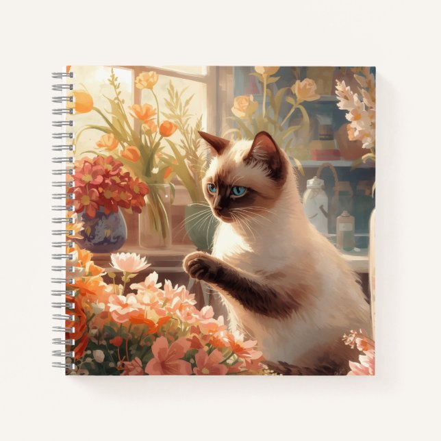Herbstsima Katze für Erntedank Notizbuch (Vorderseite)