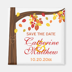 Herbstsinkende Blätter Save the Date Magnet