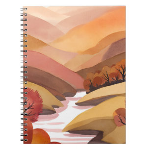 Herbstsitz   Wasserfarbenlandschaft des Herbstlaub Notizblock