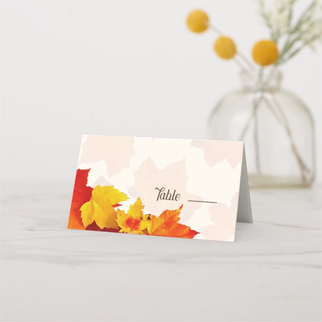 Herbstsitzende Escort oder Platzkarten Rote Blätte (Vorderseite)