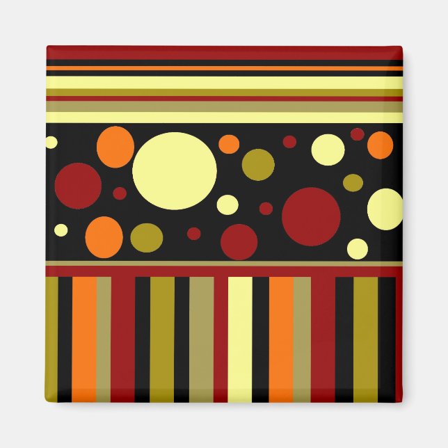 Herbstsonden - Streifen Polka Dots Muster Magnet (Vorne)