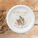 Herbstsonne Sweet Little Pumpkin Baby Dusche Pappteller<br><div class="desc">Süßes kleines Kürbis-Party-Babyduschmittel— Rustikaler und eleganter Wasserfarbenkürbis und Boho-Flora bedruckte Papierdruckpapier Teller zu personalisieren.</div>