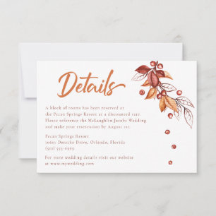 Herbstsonne Terracotta Hochzeit Details RSVP Karte