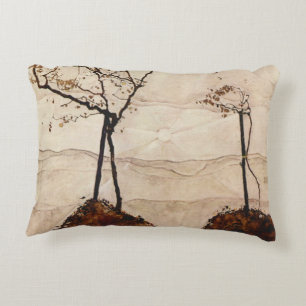 Herbstsonne und Bäume von Egon Schiele, Vintage Ar Dekokissen
