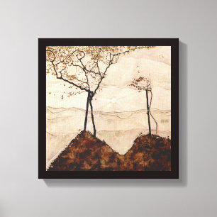 Herbstsonne und Bäume von Egon Schiele, Vintage Ar Leinwanddruck