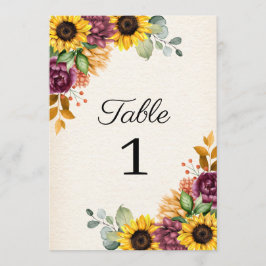 Herbstsonnenblume Hochzeitsstimmung Tischnummer