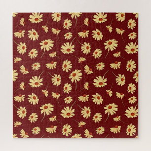 Herbstsonnenblume: Maroon Nahtloses Design