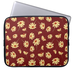 Herbstsonnenblume: Maroon Nahtloses Design Laptopschutzhülle
