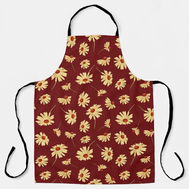 Herbstsonnenblume: Maroon Nahtloses Design Schürze (Vorderseite)