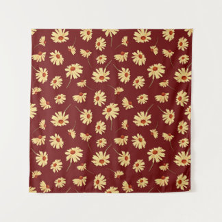 Herbstsonnenblume: Maroon Nahtloses Design Wandteppich