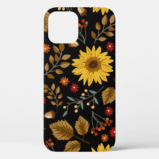 Herbstsonnenblumen: Ahornschwarzer Hintergrund Case-Mate iPhone Hülle (Rückseite)